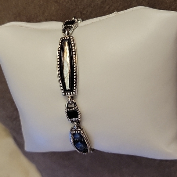 LAUREN CONRAD Western Rectangle Link Blue Cabochon Bracelet - Picture 3 of 8